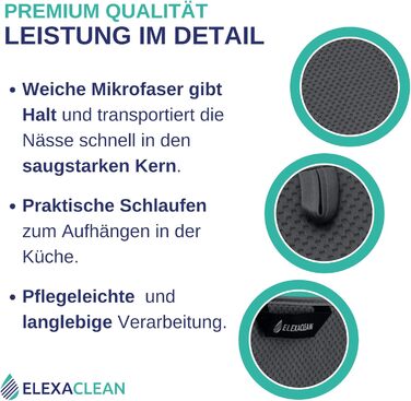 Підставки під посуд ELEXACLEAN (2 шт, антрацит/темно-сірий, 44x41 см) з мікрофібри для кухні та мийки – швидковисихаючі підставки під посуд, комплект 2 шт