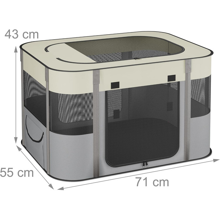 Вольєр для цуценят Relaxdays: розкладний, 43x71x55 см, для дому та вулиці, переносна конструкція, оксфордська тканина, багато кольорів