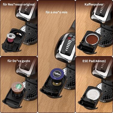 Кавомашина KOTLIE 5-в-1 для капсул, меленої кави та ESE (44 мм), чорна (EM-308A)