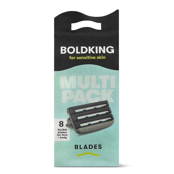 Смінні леза для гоління Boldking Sensitiv, 8 шт. — набір лез для чоловіків з чутливою шкірою, сірі