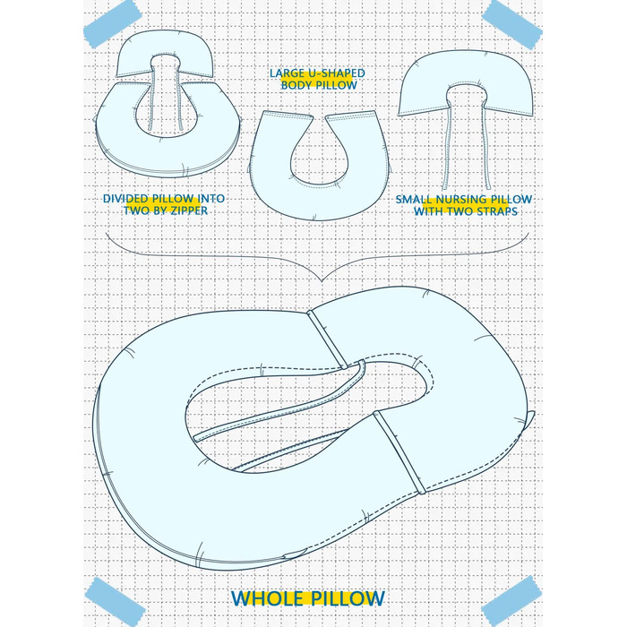 INSEN Подушка для читання, спинка для сидіння в ліжку, для читання, відпочинку, для медсестер та дітей, подушка для преса в ліжку, блакитна