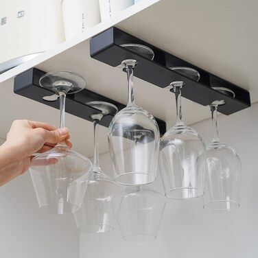 Тримачі для келихів вина Anicy (2 шт.) - підвісні, настінні, для кухні, бару, ресторану (чорний)