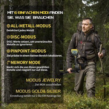 Металодетектор для дорослих та дітей: водонепроникний, акумуляторний, з Pinpointer, складний, сірий
