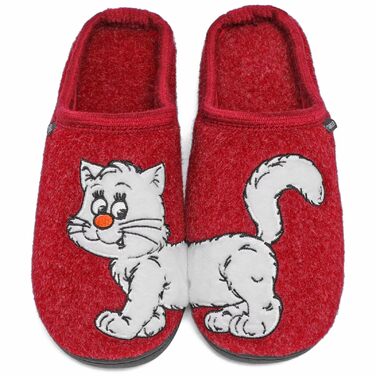 Тапочки додому чоловічі та жіночі з милим мотивом котів та собак, зимові теплі плюшеві з підкладкою з фетру, 38/39 EU, червоні