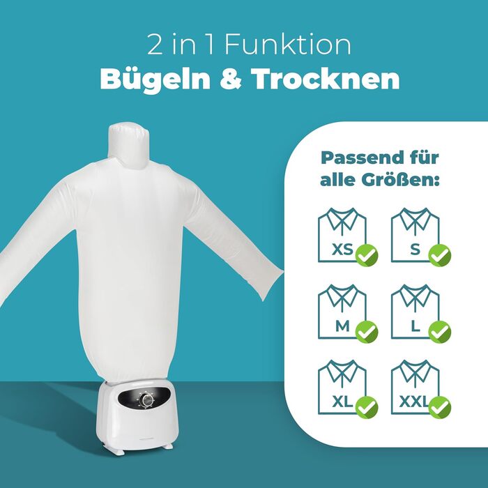 Автоматичний прасувальник сорочок ProfiCare PC-HBB 3117 | Прасувальна лялька 1400W | Швидкий та ефективний | З арома-насадкою