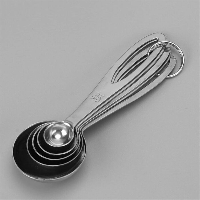 FBHappiness 5-Piece Stainless Steel Measuring Spoon Set, Teaspoon, Coffee, Sugar, Measuring Cup for Powder and Spices, Kitchen Utensils for Cooking and Baking (Color: 5 Pieces) (5 Pieces)
