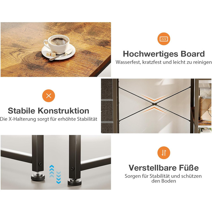 Компактний письмовий стіл Coleshome з 4 висувними ящиками, 100x40 см, з полицями, для офісу, кабінету, спальні (колір: коричневий)