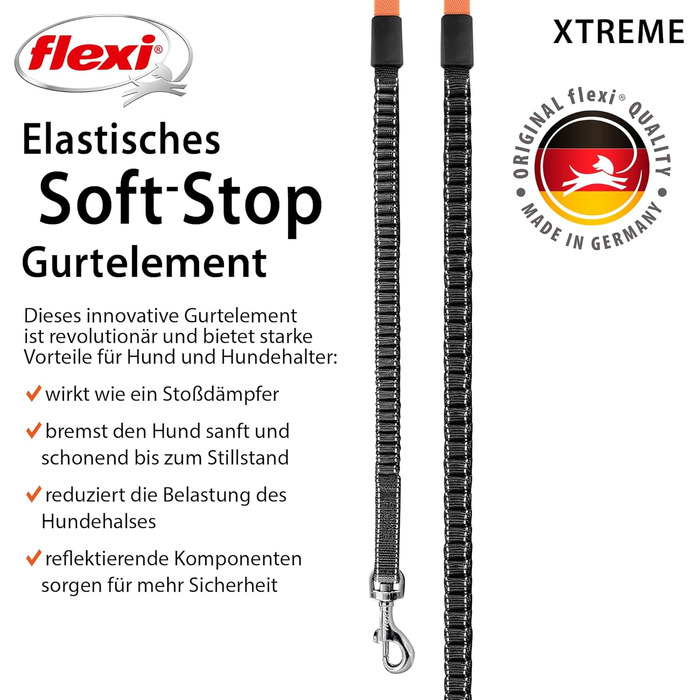 Flexi Xtreme L повід для собак 5 м чорний/оранжевий, надміцний, до 65 кг