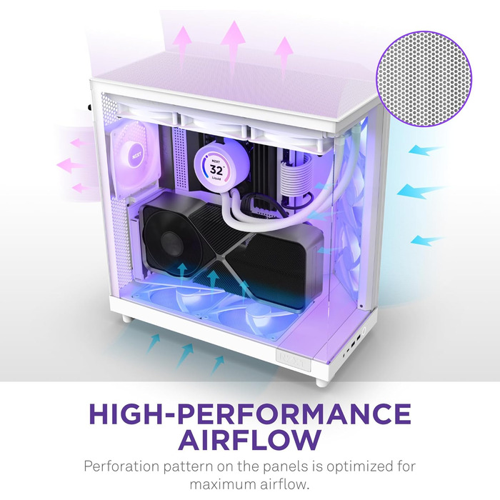 Корпус ПК NZXT H6 Flow RGB: компактний Mid-Tower з 3 вентиляторами, чорний/білий