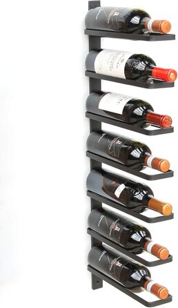 DanDiBo Wine Rack Metal Wall Black 93885 Bottle Rack Bottle Holder Wall Mount Modern Wall Holder Wall Shelf for 7 Bottles