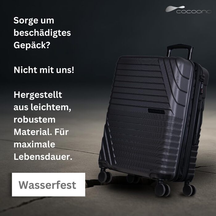 Валіза Cocoono Hartschalenkoffer велика ємністю 95-104 л з 8 колесами, поворот на 360°, ABS-пластик, TSA-замок, телескопічна ручка, сірий колір