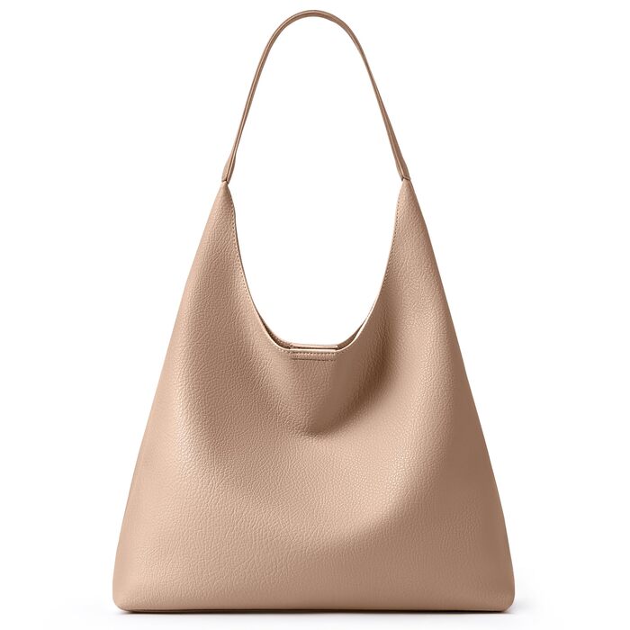 Сумка жіноча KALIDI Shopper Hobo з PU шкіри, бежева, для роботи, навчання, повсякдення, з кнопкою