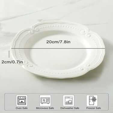 Набір сервірних тарілок UIBFCWN, 8 шт., 25.4 x 15.2 см, кераміка, білий колір, для десерту, суші, закусок, тортів, салатів