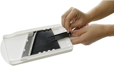 Набір для нарізки овочів Fackelmann з контейнером для залишків – овочерізка з двосторонньою нержавіючою сталлю, преміум-якість, білий/чорний, 1 шт.