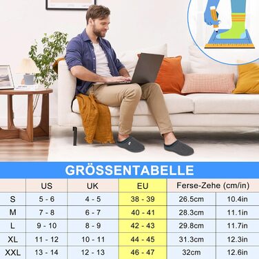 Чоловічі домашні тапочки BIAL з піною з пам'яті, антиковзкі, теплі, з плюшевою підкладкою, для дому та вулиці (42/43 EU, Глибокий небесно-блакитний)