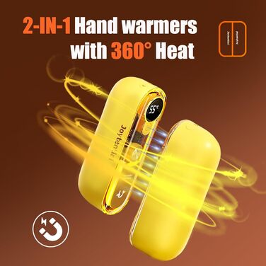Електричний грілка для рук та кишень, 2 в 1, портативний, магнітний, 4 режими нагріву, USB, багаторазовий, для зими, відпочинку на природі, кемпінгу, подарунок (жовтий)