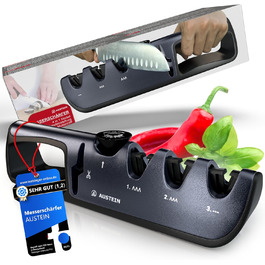 Точилка для ножів AUSTEIN QuickSharp 4-in-1: професійне заточування та шліфування (Титаново-сірий)