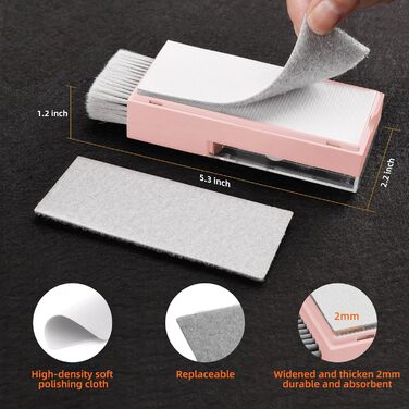 Набір для чищення клавіатури Ordilend: для ноутбука, MacBook, телефону, планшета, комп'ютера. З щіткою. Рожевий.