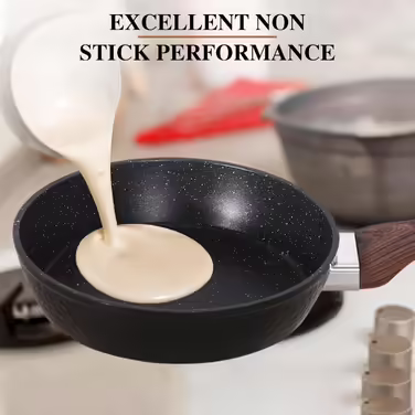DishDelight Induction Cookware Set - 12-Piece Cookware Set with Granite Coating and Glass Lids, Induction Compatible, Non-Stick Aluminum Pots and Pans in Black