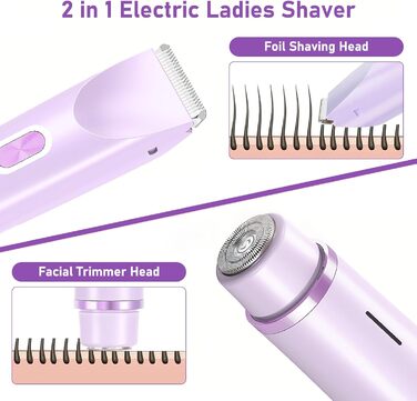 Електричний жіночий епілятор 2-в-1 для обличчя, тіла, ніг та бікіні (фіолетовий)
