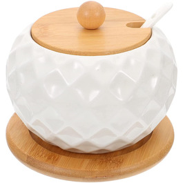 Керамичні банки для спецій, цукру та солі з бамбуковими кришками та ложками - набір для кухні