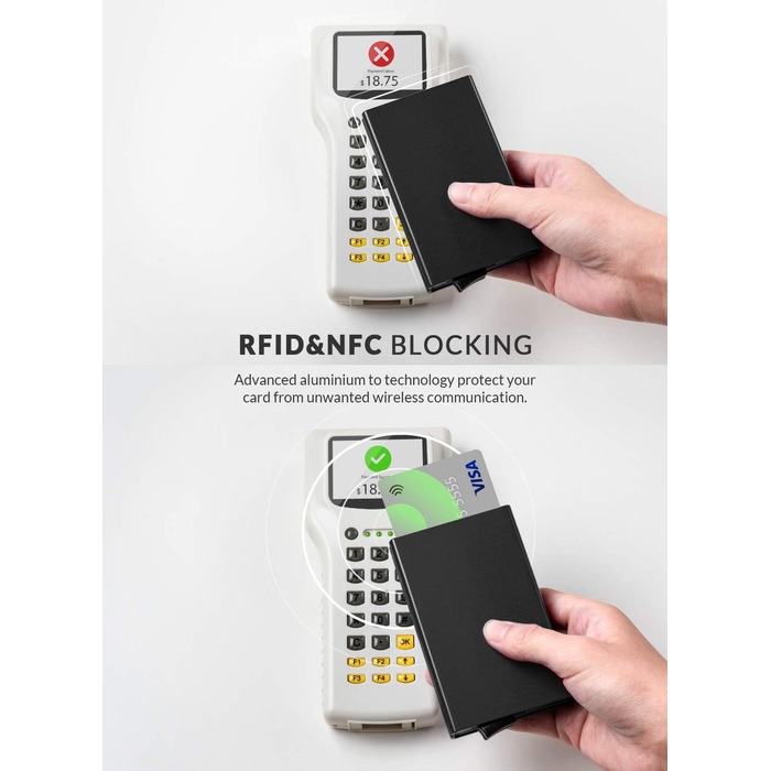 Металеве картхолдер VULKIT з RFID NFC захистом для чоловіків, зелений. Містить 10 карт.