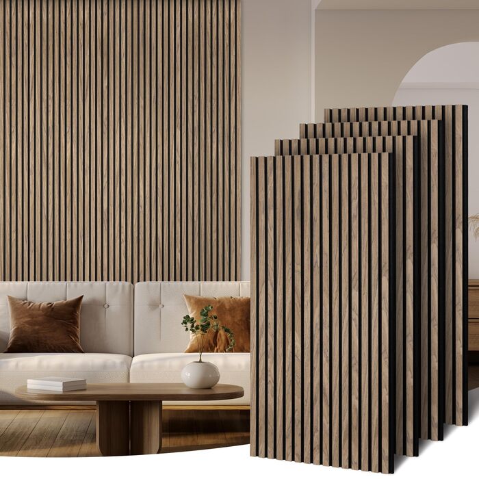 Акустичні панелі дерев'яні Holz 120x60 см, набір 4 шт (2,88 м²) 3D, шпон та повсть для студії, вітальні, офісу - Walnuss #4