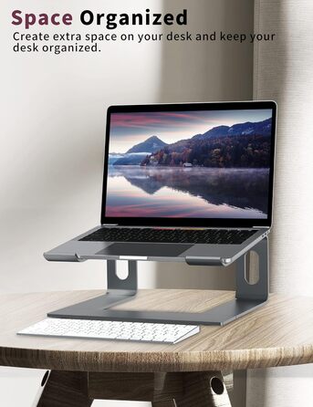 Підставка для ноутбука Alashi настільна, алюмінієва, ергономічна, сіра (10-15.6 дюймів)