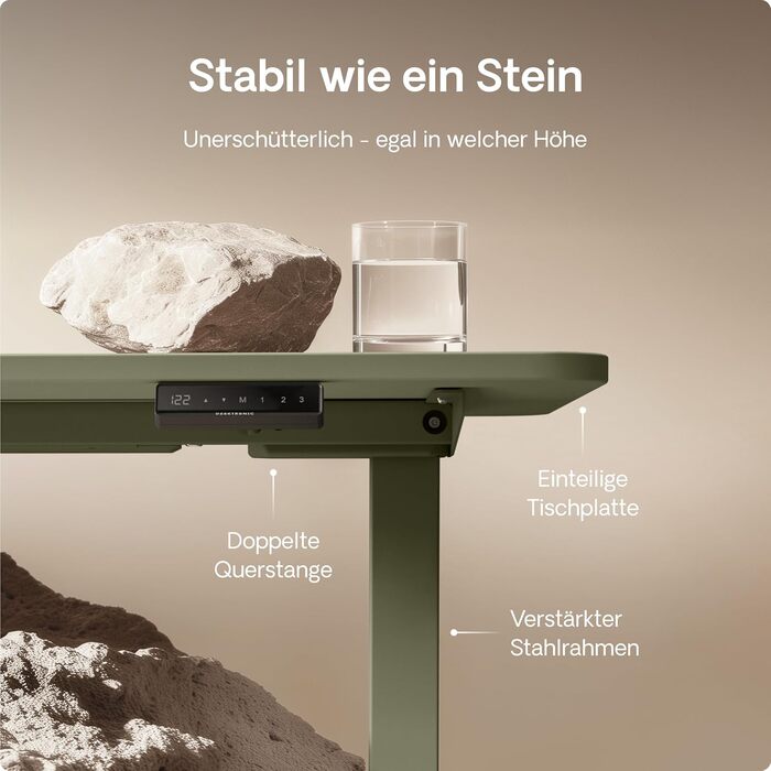 Електричний регульований стіл Desktronic HomeOne 120x60 см з підняттям, білий + зелений, з USB-A та USB-C портами для зарядки, сенсорне керування