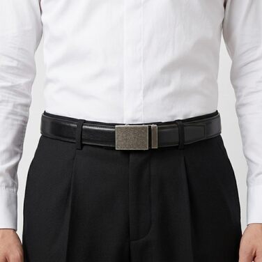 Чоловічий шкіряний ремінь з автоматичною пряжкою (автоматичний пояс), ширина 35 мм, довжина 130 см, чорний