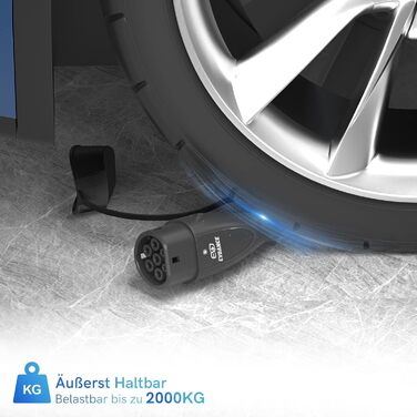 Кабель для зарядки електромобілів Тип 2, 16A, 3 фази, 11 кВт з сумкою, 8м. Сумісний з усіма електромобілями (22 кВт, 32A)