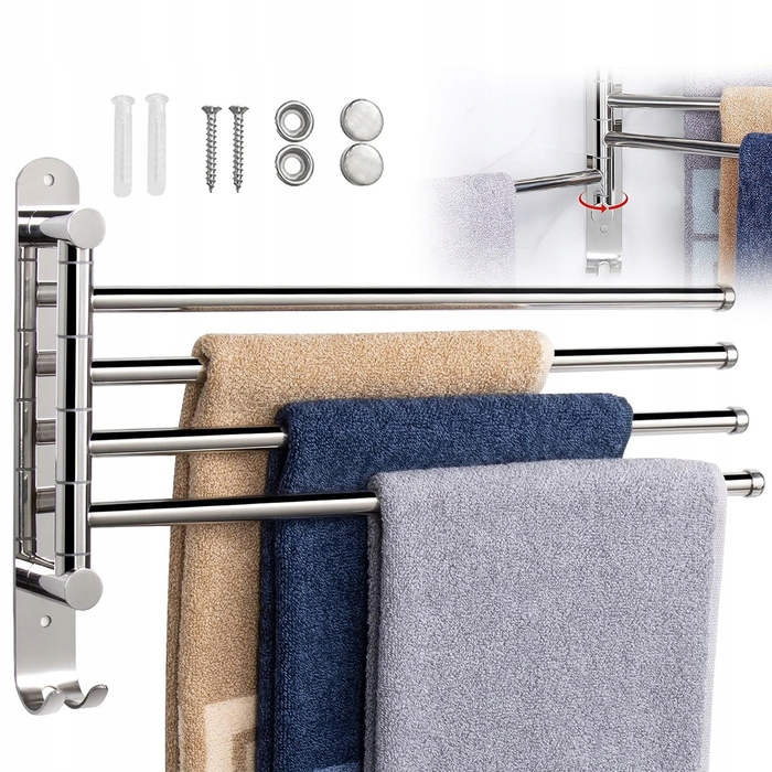 Поворотний вішак для рушників у ванну кімнату, настінний тримач-гачок