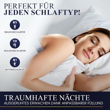 Gentle North High-Quality Hotel-Style Pillowcases (80x80 cm) - 2-Pack Fluffy, Ergonomic Sleep Pillows (Ökotex 100 Certified) - With Zipper - Washable up to 60° 2x | 80x80
