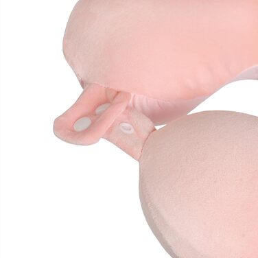 Подушка для шиї з піною з пам'яті, зручна та легка, для подорожей (літак, авто, поїзд, автобус), з чохлом (рожева)