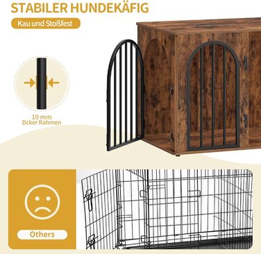 Клітка для собак Hzuaneri, 80 см, 3 двері, бокова дверцята, сучасний дизайн, стіл-клітка, міцна, 80x56x61 см, вінтажний колір, DFC85101B