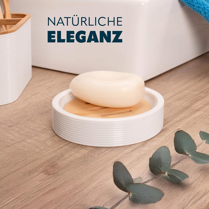 Підставка для мила Bremermann Segno з бамбука та пластику - біла