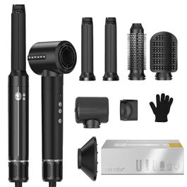 Фен-щітка UKLISS Airstyler 7-in-1 Pro: 7 функцій для створення зачісок, з насадкою-дифузором, автоматична локонова насадка, подарунковий набір для жінок (чорний)