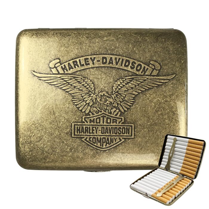 Металеве етажерка для сигарет на 20 штук, етажерка для сигарет, нержавіюча сталь, жіноча/чоловіча, вінтажна сигаретна коробка, 2 шт. (1 шт. з бронзовим орлом)