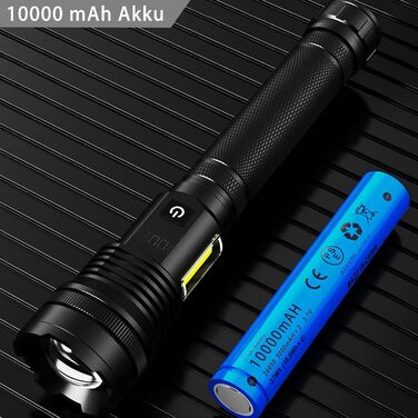 Ліхтарик LED надяскравий 5000 люмен, компактний, USB-заряджання, зум, 5 режимів, водонепроникний IP67 для кемпінгу, туризму, риболовлі (Beta IX)