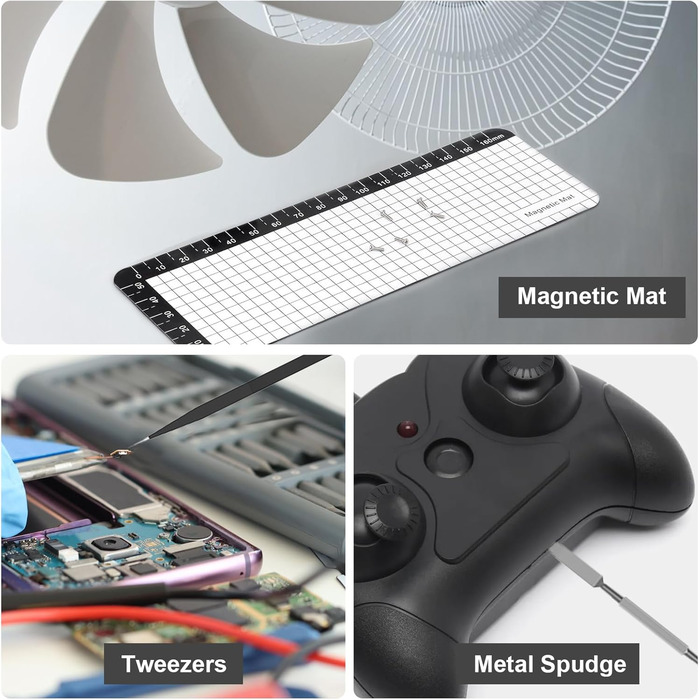 Набір мініатюрної електричної викрутки 72 в 1 з прецизійними бітами, 64 магнітні насадки, 5 режимів крутного моменту, 4 LED-лампи, для ремонту телефонів, годинників, камер