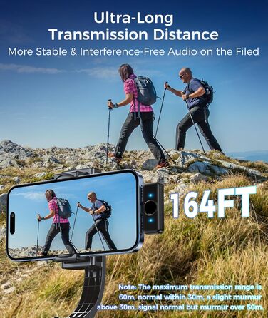 Мікрофон-петличка Aceele бездротовий для iPhone/Android/планшетів/ПК, Hi-Fi звук, шумозаглушення, 24 години роботи, радіус дії 50м, мініатюрний мікрофон для відео/стрімінгу/влогів/подкастів/інтерв'ю з кейсом для зарядки