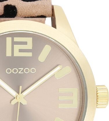 Жіночий аналоговий наручний годинник Oozoo Timepieces з шкіряним ремінцем, круглий циферблат, колір Леопард/Тауп