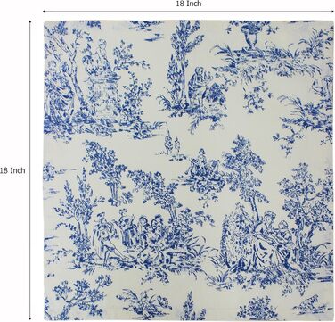 COTTON CRAFT Fabric Napkins, 12 Pieces, 100% Cotton, Reusable, French Toile Dinner, Everyday Use, Spring, Summer, Autumn, Christmas, Vacation, Party, Gift, Soft, Absorbent, 45.7 x