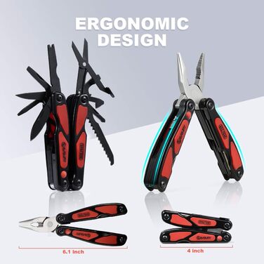 Мультитул BIBURY 14 в 1: плоскогубці, ніж, ліхтарик та інше. З чохлом для ремонту, кемпінгу, подарунок для чоловіка