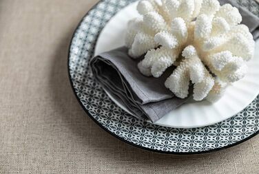 Linendo Linen Napkins, 100% Pure Linen, Grey, 38 x 38 cm, 6 Pieces, European Flax, Linen Napkins, Washable Reusable Cloth Napkins