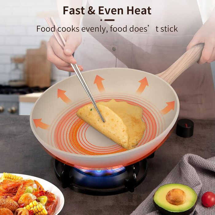 Набір каструль 12 шт. Induktion Kochset: Набір посуду з медичного каменю з кришкою, антипригарне покриття. Ідеально для приготування, смаження та випікання (чорний)