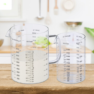 Relaxdays 2-Piece Glass Measuring Cup Set