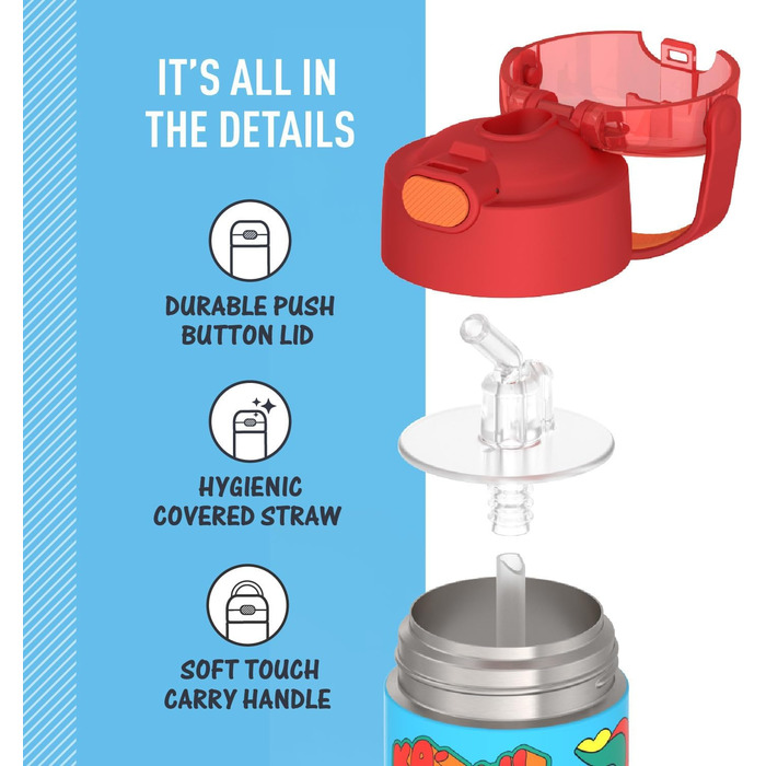 Термос Thermos Funtainer 340 мл, фіолетовий/блакитно-зелений, 12 oz