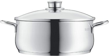 WMF Diadem Plus Saucepan 16 cm small, glass lid, saucepan 16cm, roasting pot induction 1.5l, small pot Cromargan stainless steel polished, noodle pot, uncoated