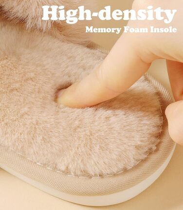 Тапочки жіночі Ankis з плюшу з перехресними ремінцями, теплі зимові тапочки з меморі-піною, відкриті пальці, пухнасті тапочки для дому та вулиці (білий, чорний, сірий, верблюжий) (36/37 EU)